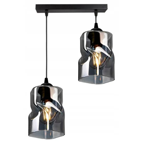 Hanglamp industrieel 2 lampen zwart metaal Twistlux