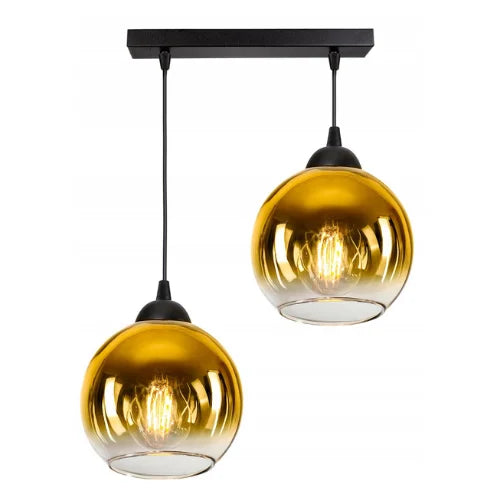 Hanglamp 2 lampen goud industrieel voor eettafel of hal