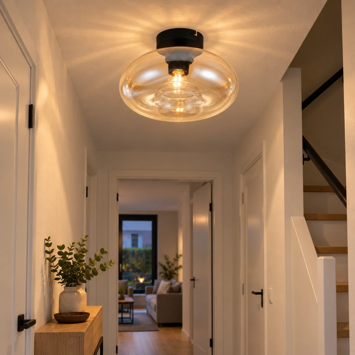 Design loftslampe Art Deco Sort røg -