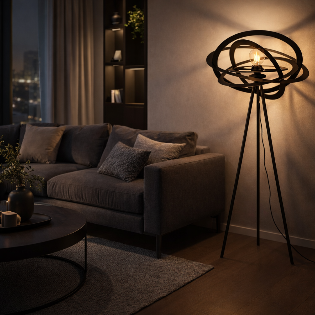 Gulvlampe 1 lampe Sort 'Circle'