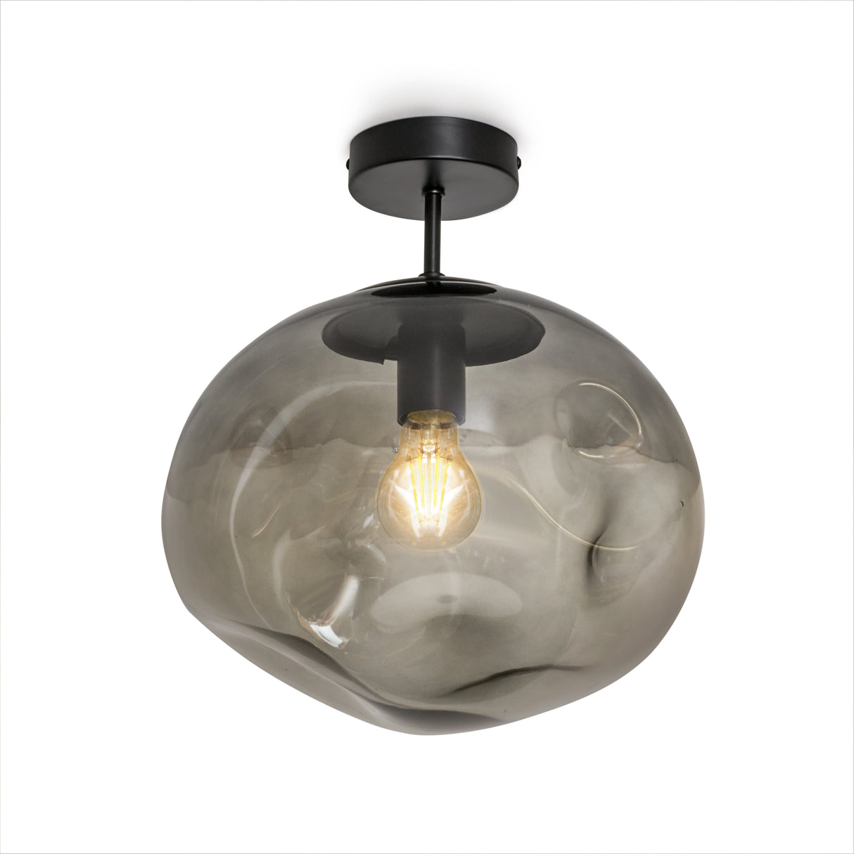 Glazen Plafondlamp Zwart met Smoke glas – Marly