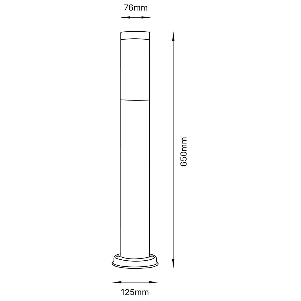 Sort havelampe – E27 udendørsbelysning, 65 cm