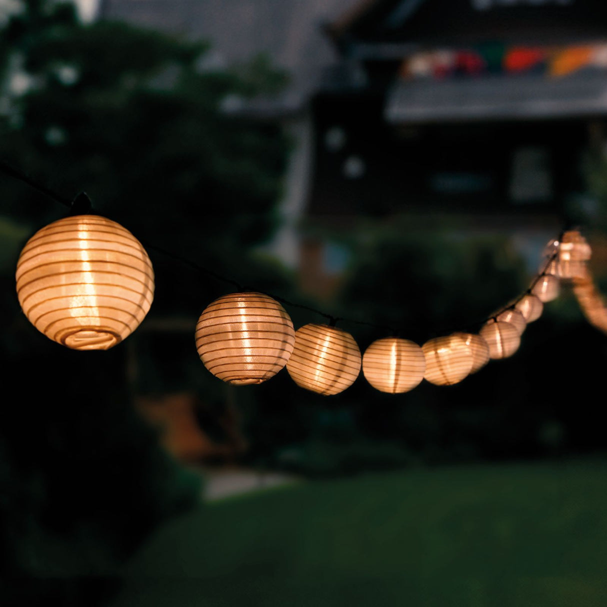 Solcelledrevet havelyskæde – 20 LED-lanterner – 7,59 m – varm hvid 3000K