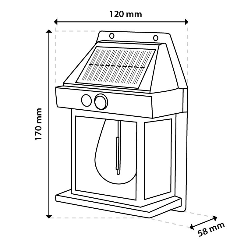 Solcelledrevet LED-væglampe – Facadelampe 3000K, IP44 med bevægelses- og skumringssensor