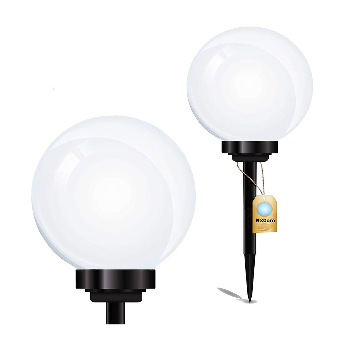 Solcelledrevet LED-havelampe – 30 cm – 6500K – Stikpære – Hvid