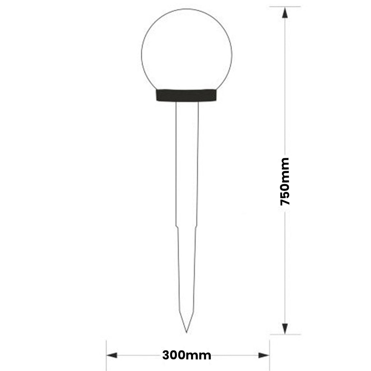 Solcelledrevet LED-havelampe – 30 cm – 6500K – Stikpære – Hvid
