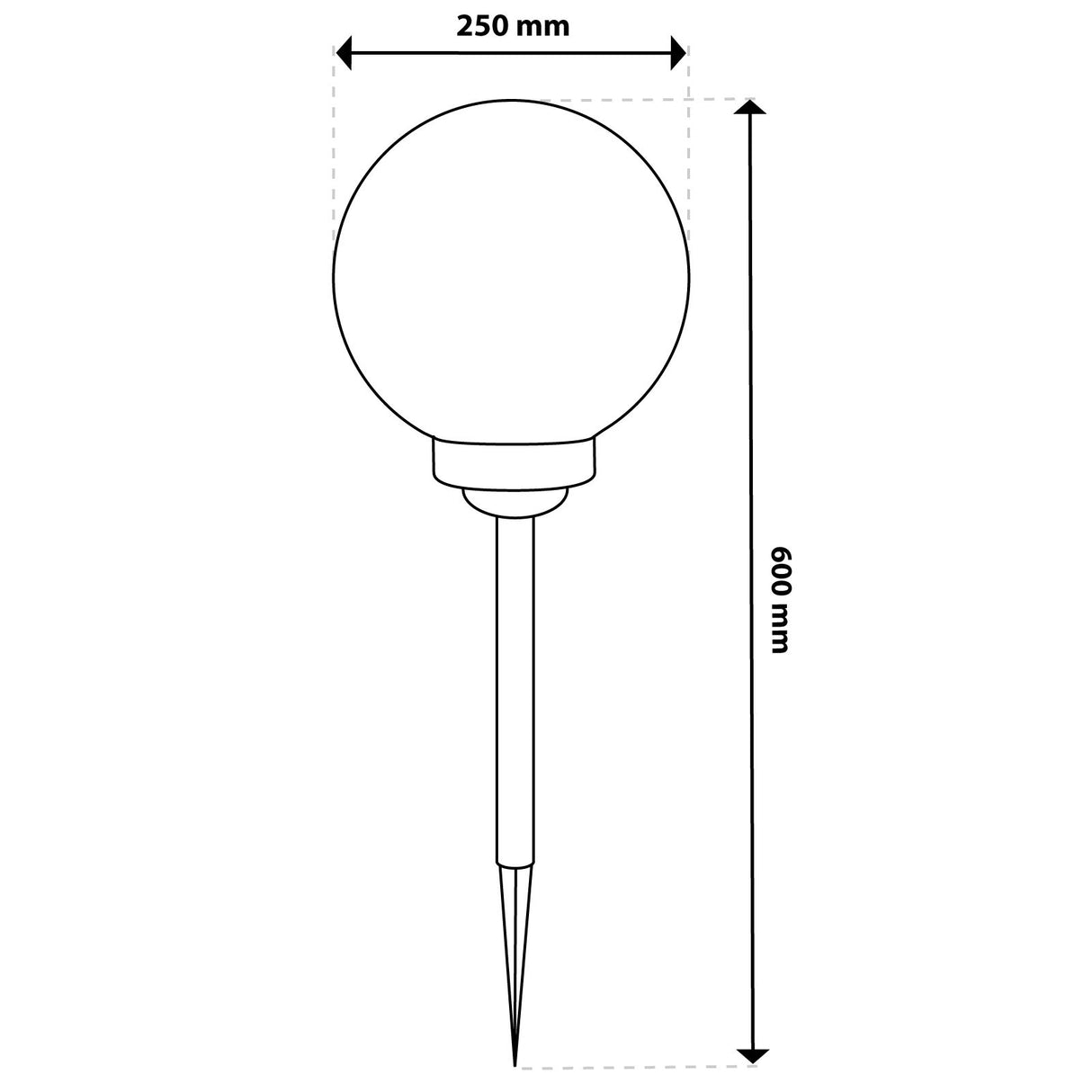 Solcelledrevet LED-havelampe – Hvid kugle 25 cm – Jordmontering – Farvet