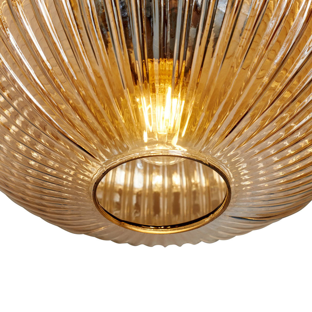 Design Loftlampe Rund Ravfarvet Glas - Amelie