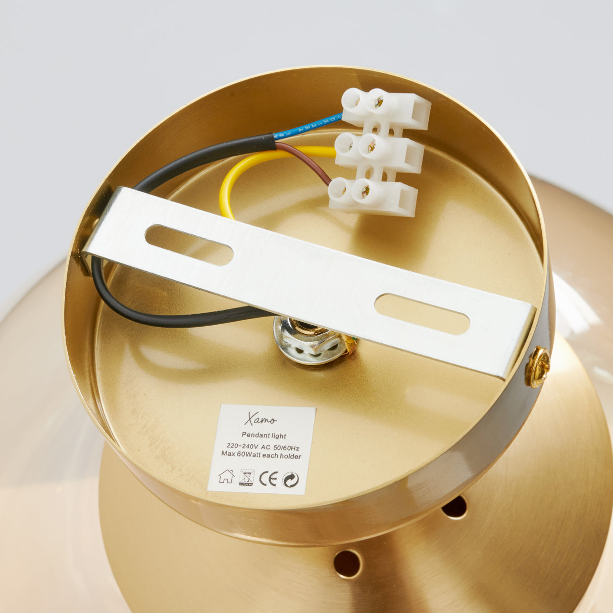 Glasloftslampe Guld med Ravfarvet Glas – Marly