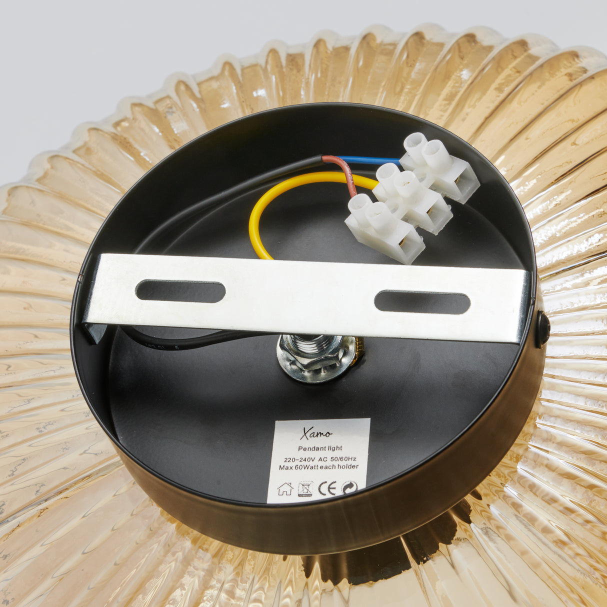 Design Loftlampe Rund Ravfarvet Glas - Amelie