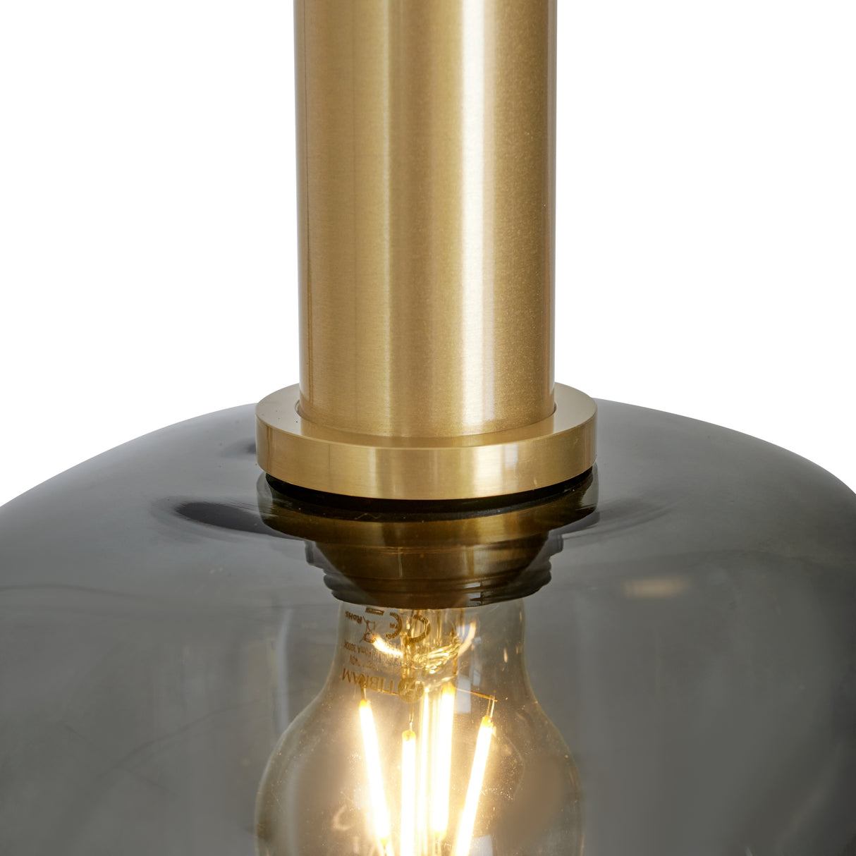 Hanglamp Zwart met Messing en Smoke Glas – 3-Lichts - Aura Trio