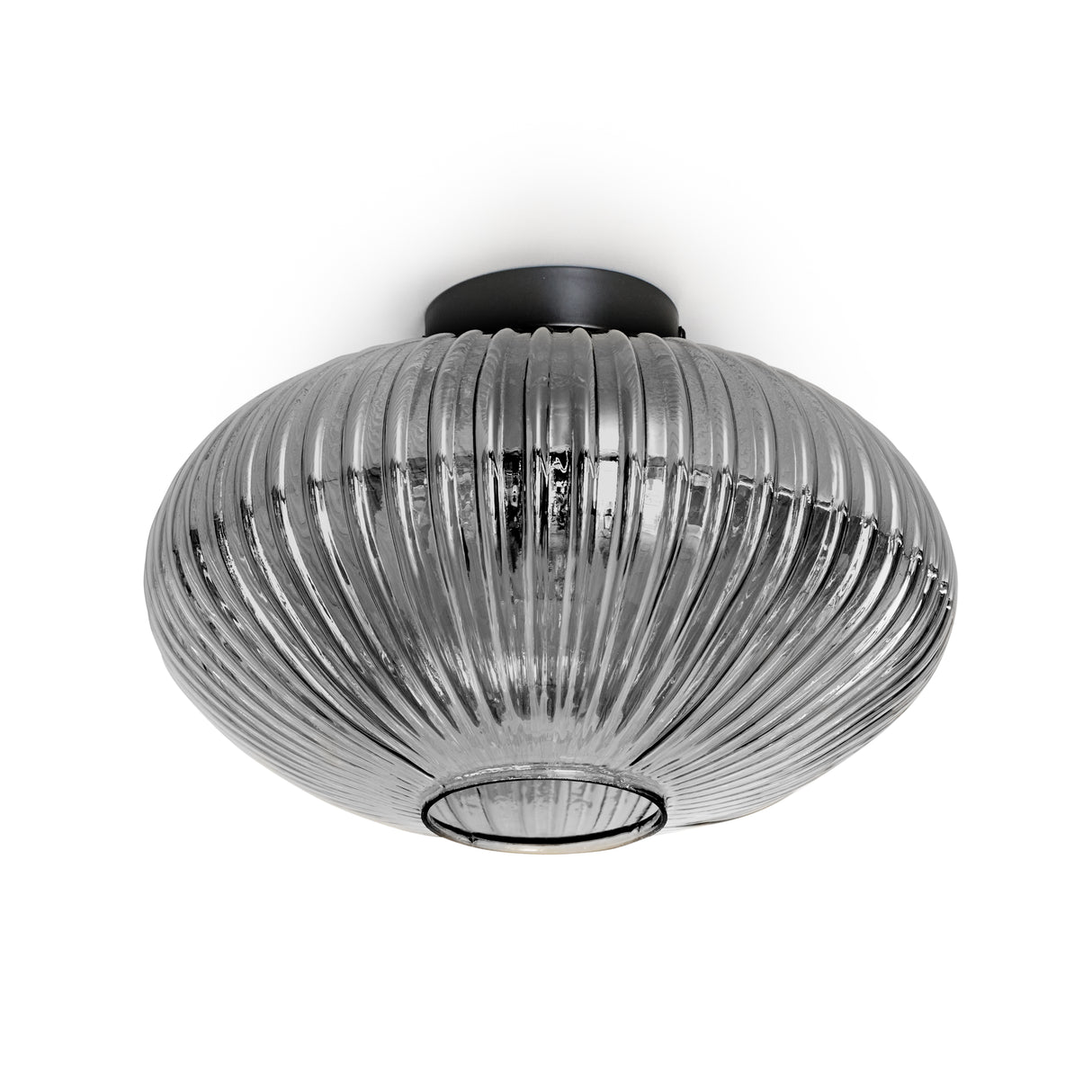 Design Loftlampe Rund Røget Glas -