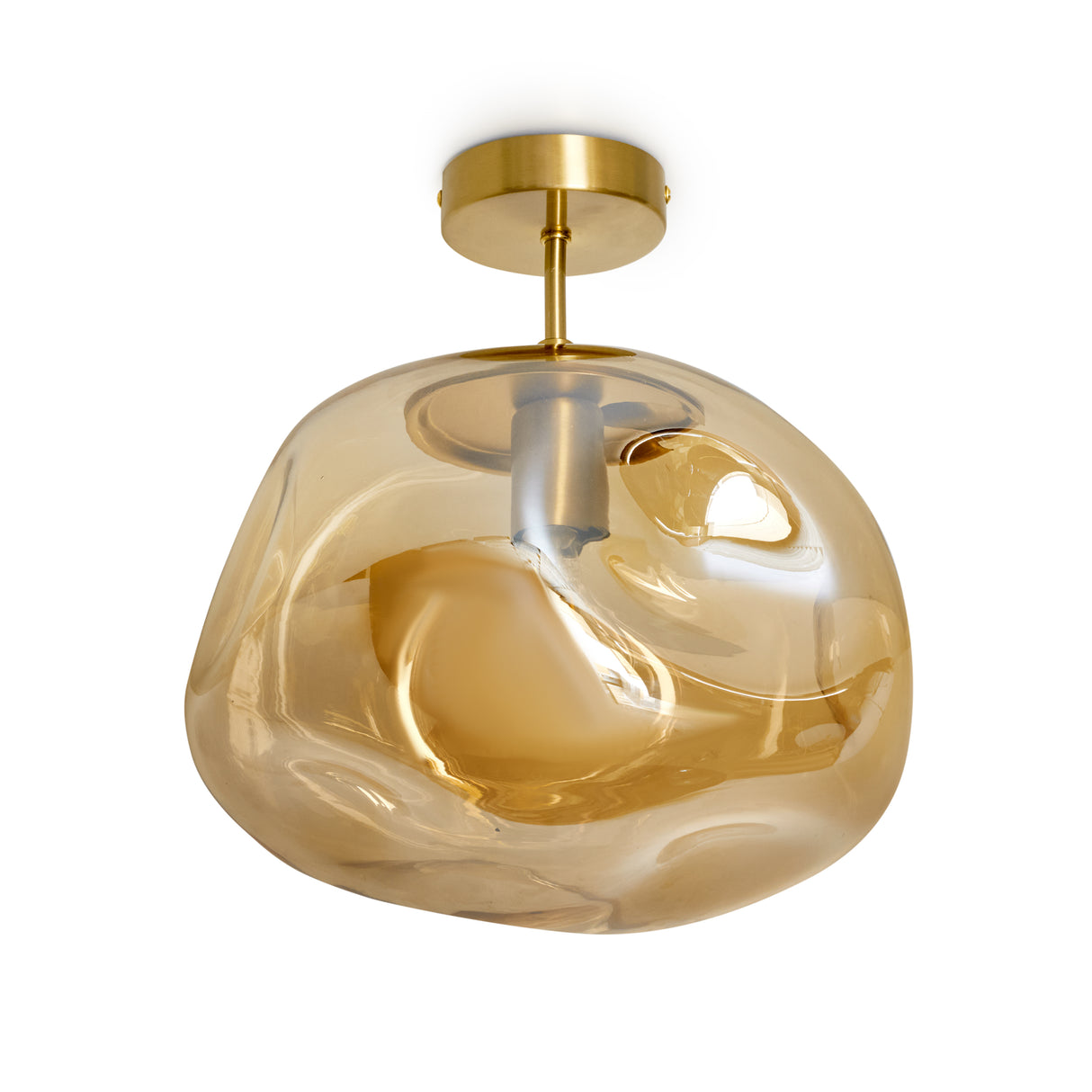 Glazen Plafondlamp Goud met Amberglas – Marly