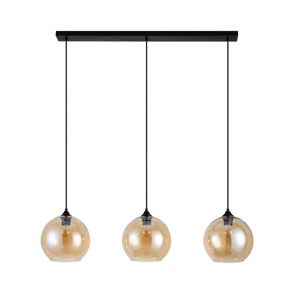 Hanglamp Langwerpig Amberglas 3-Lichts Ø25