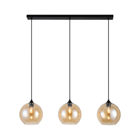 Hanglamp Langwerpig Amberglas 3-Lichts Ø25