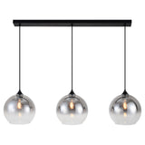 Sort pendellampe med falmet glas – 3 aflang lyskilder | Monari