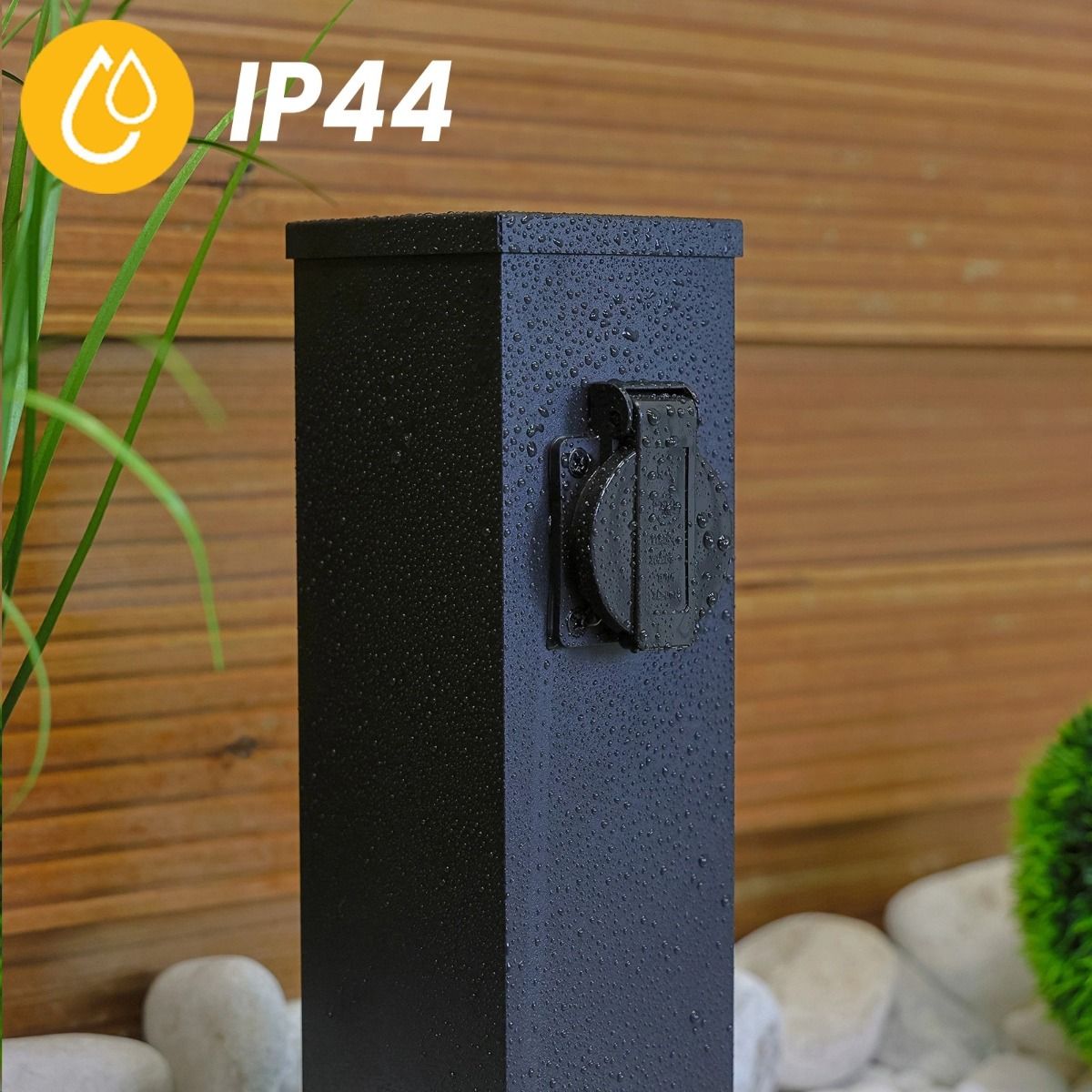 Udendørsstolpe med stikkontakt – Stående – 230V – 22 cm – 2x jordet udendørs stikkontakt