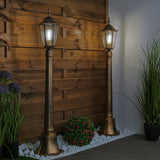 Havelampe – Lav udendørs lanterne på stang – 1 m høj – E27 – Patina