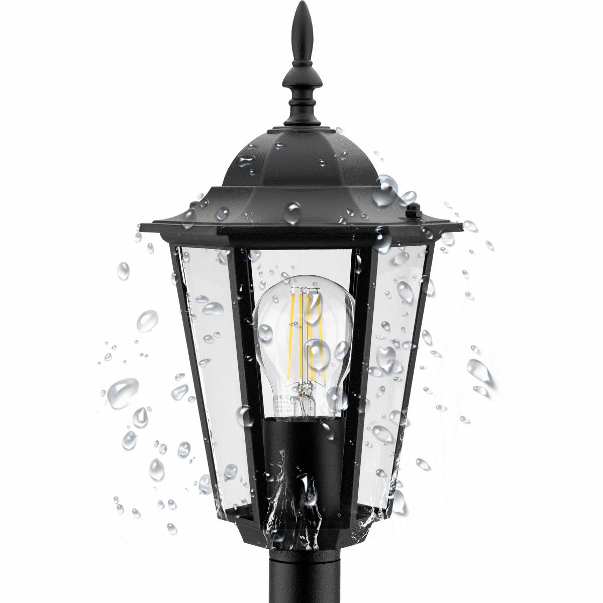 Havelanterne – Udendørslampe på stang – E27 – 1 m høj – sort