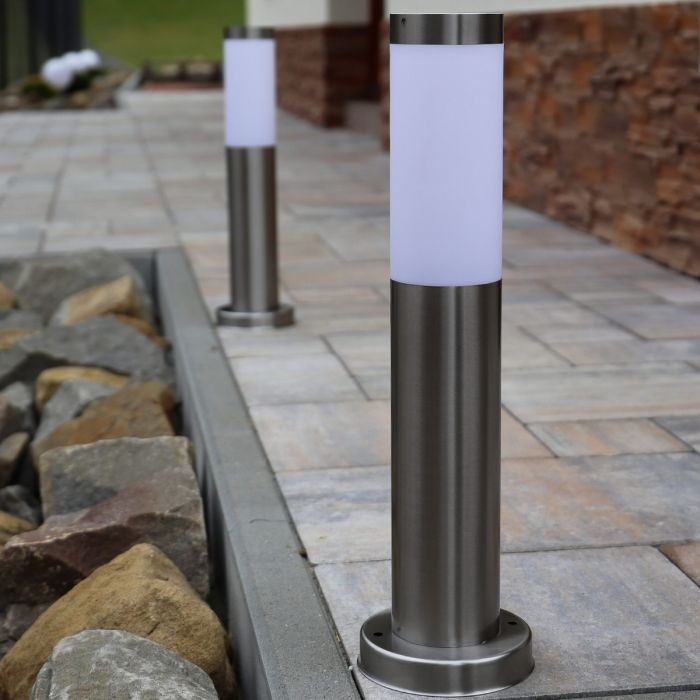 Stående udendørslampe – E27-fatning – rustfrit stål – 45 cm