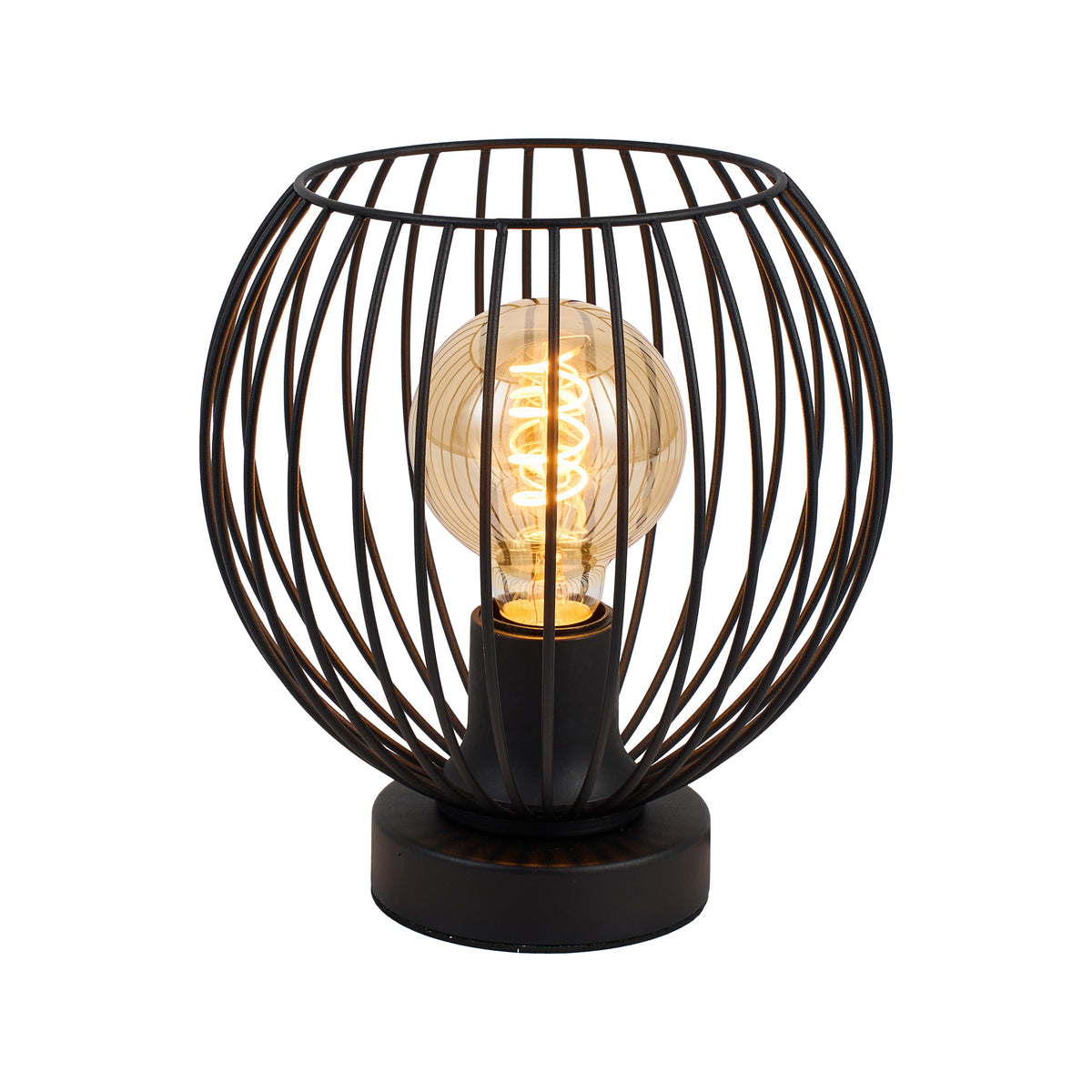 Bordlampe Tess - Sort med røgfarvet glas