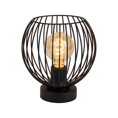 Bordlampe Tess - Sort med røgfarvet glas