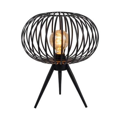 Bordlampe Tess - Sort med røgfarvet glas