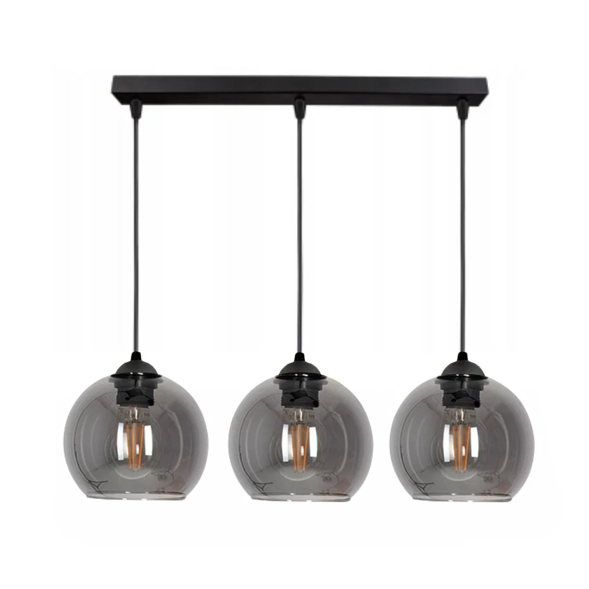 Industriële smoke glas hanglamp zwart woonkamer