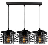 zwarte hanglamp industrieel met draad en glaskappen