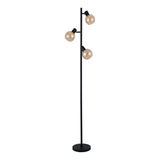 Gulvlampe Fleur - Sort med røgfarvet glas - 3 lys