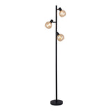 Gulvlampe Fleur - Sort med røgfarvet glas - 3 lys