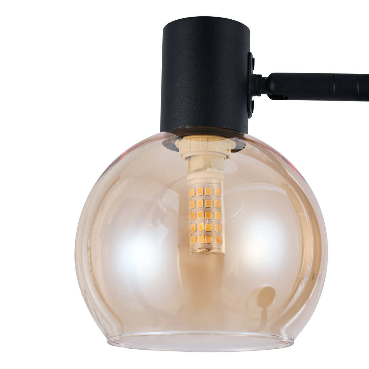 Gulvlampe Fleur - Sort med røgfarvet glas - 3 lys