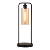 Bordlampe Tess - Sort med røgfarvet glas
