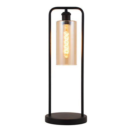 Bordlampe Tess - Sort med røgfarvet glas