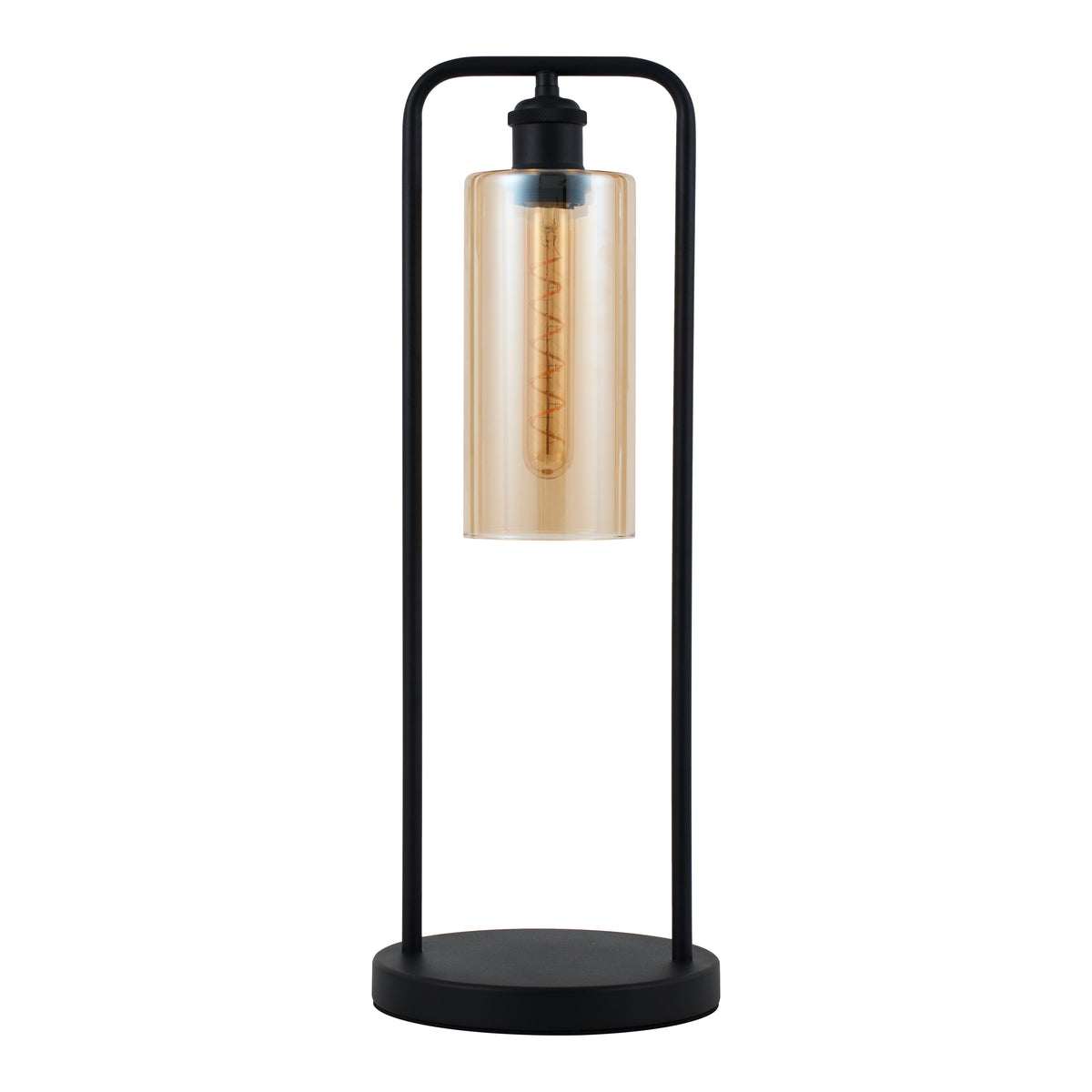 Bordlampe Tess - Sort med røgfarvet glas