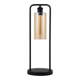 Bordlampe Tess - Sort med røgfarvet glas