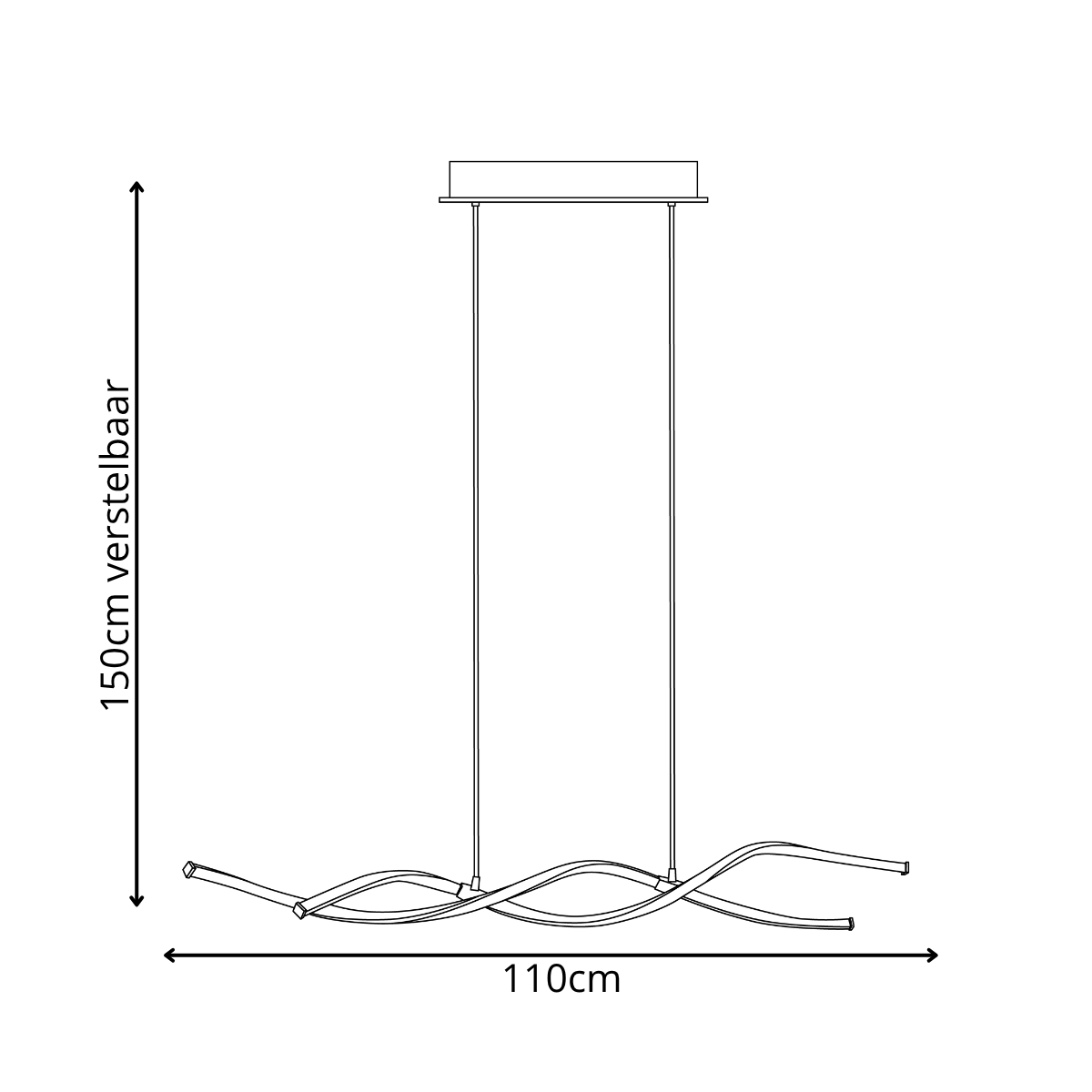 Aflang LED-pendellampe i guldbølgeform – 3 farver