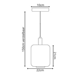 Design pendellampe messing med røgfarvet glas
