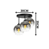 Plafondlamp industrieel met glazen fade bolkappen