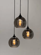 rookglas hanglamp 3-lichts zwart voor woonkamer eetkamer