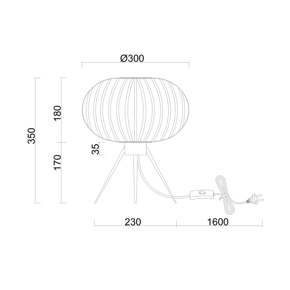 Bordlampe Tess - Sort med røgfarvet glas