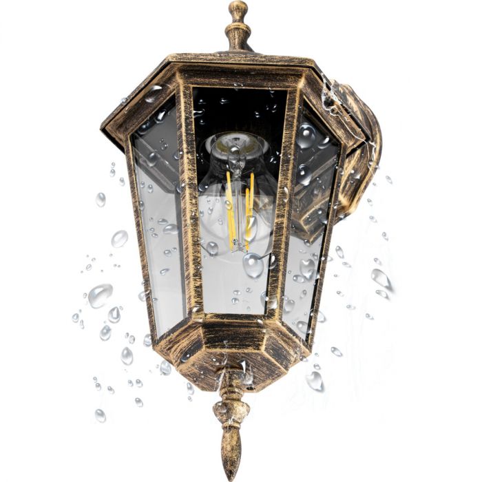 Udendørs væglampe Down – E27 facadelygte i patina-stil