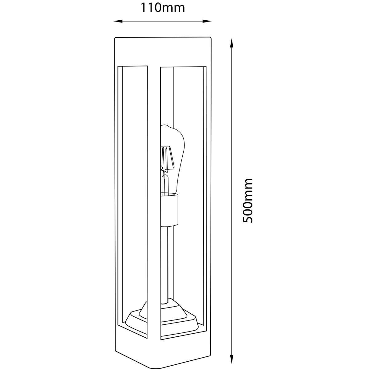 Udendørslampe til havestang - sort aluminium og glas - 50cm - E27-fatning - stående havebelysning