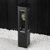 Udendørslampe til havestang - sort aluminium og glas - 50cm - E27-fatning - stående havebelysning