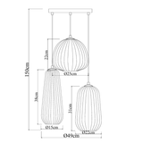 Hængelampe Sort Ribbet Røget Glas – 3 Lys - Arno