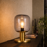 Laura bordlampe - Messing med røgfarvet glas
