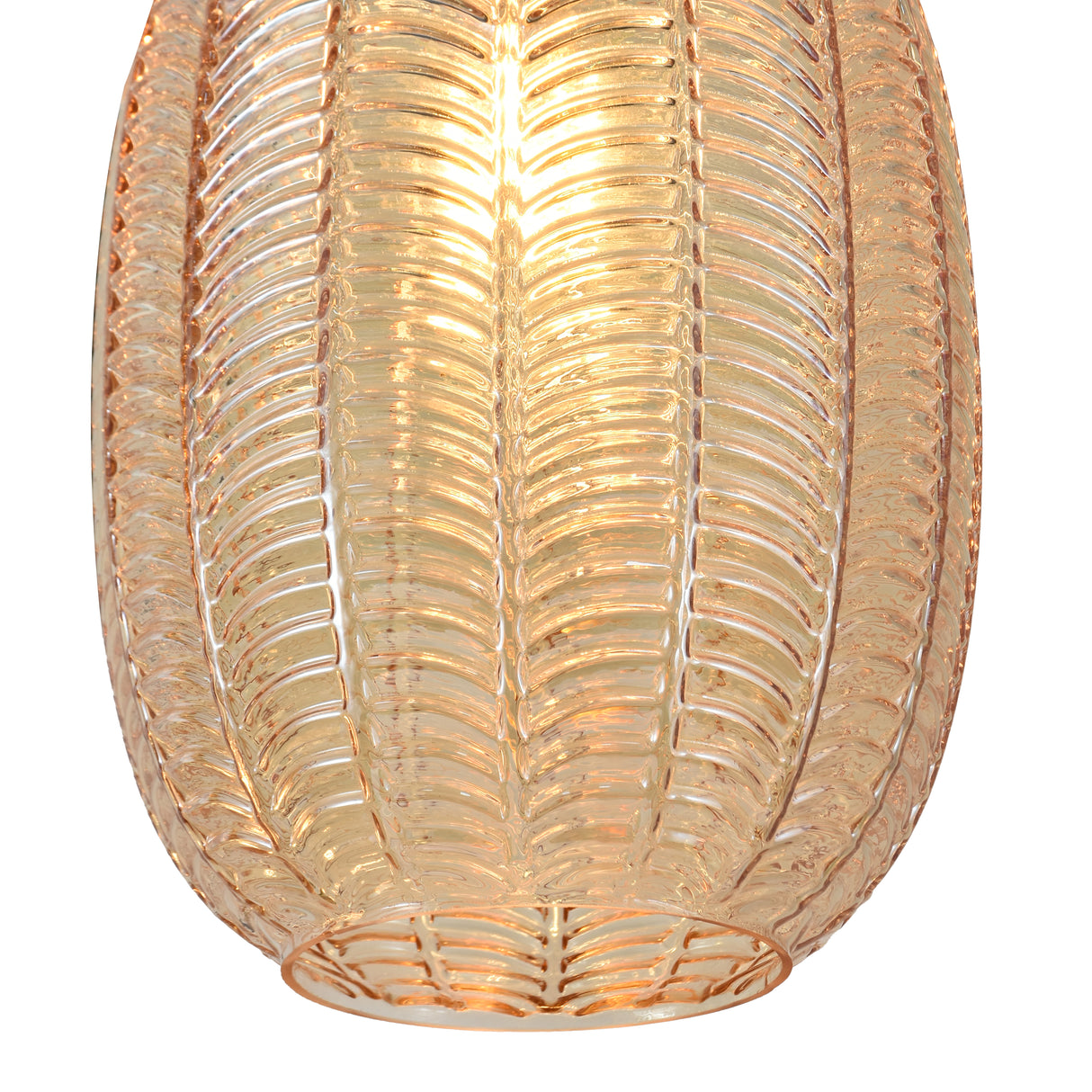 Pendellampe Sort med Messing og Ravfarvet Glas – 3 Lyskilder - Liva