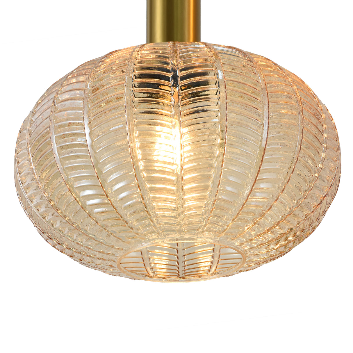 Pendellampe Sort med Messing og Ravfarvet Glas – 3 Lyskilder - Liva