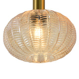 Pendellampe Sort med Messing og Ravfarvet Glas – 3 Lyskilder - Liva