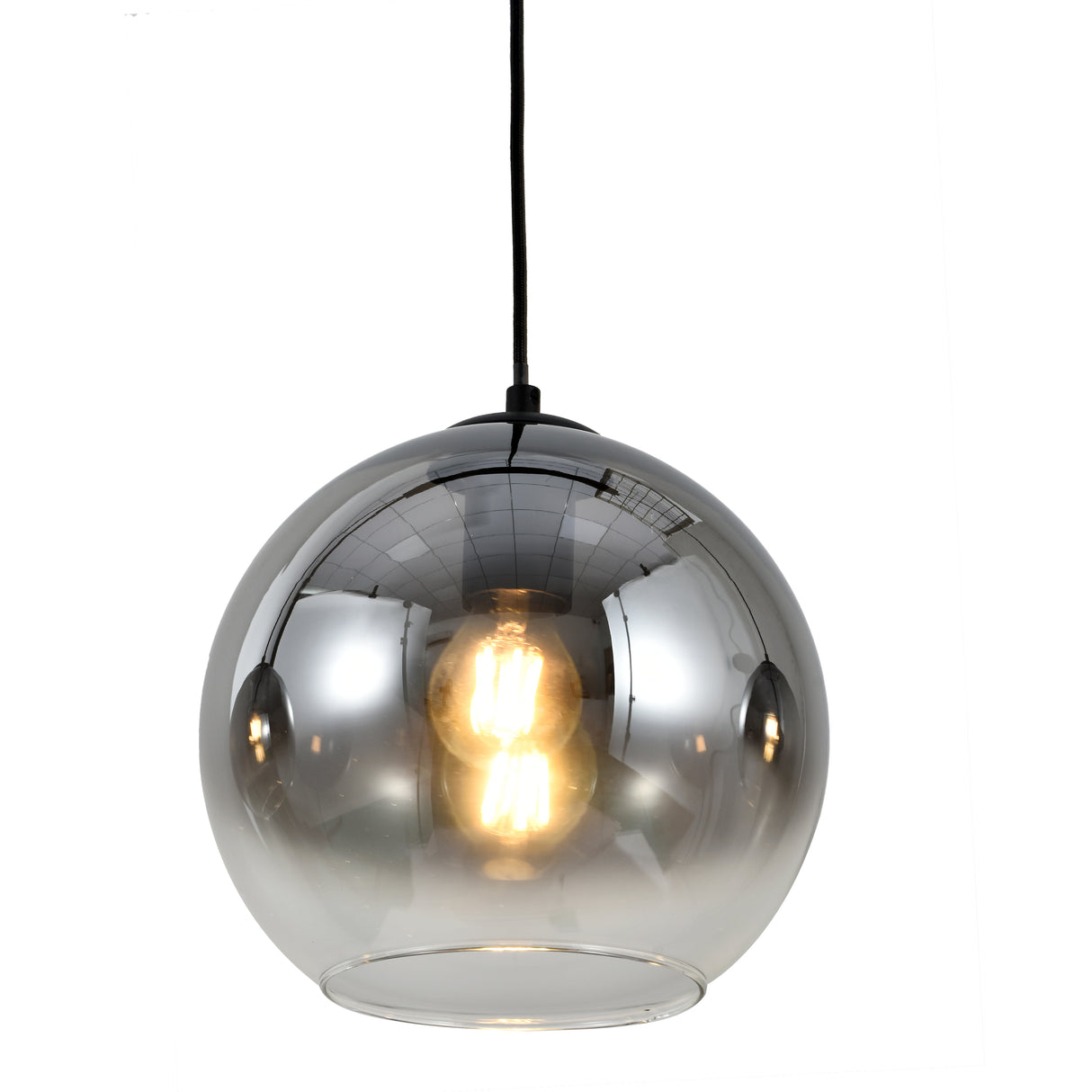 Sort pendellampe med falmet glas – 3 aflang lyskilder | Monari